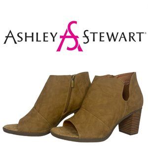𝅺ASHLEY Stewart Beige Open Toe Wedge Bootie